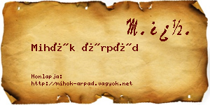 Mihók Árpád névjegykártya