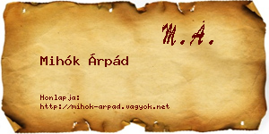 Mihók Árpád névjegykártya